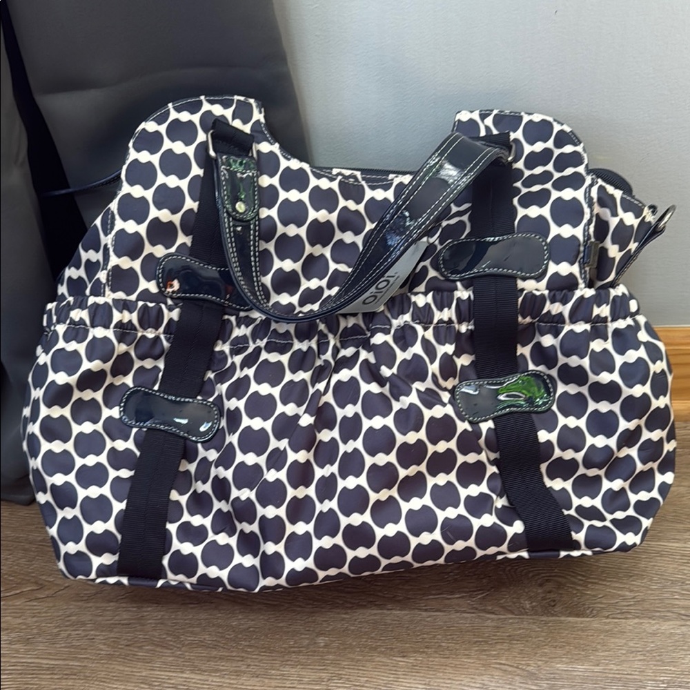 OiOi Australia Blue  and White Baby Bag Geometric Design